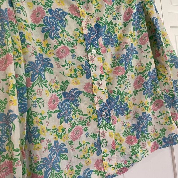 SALE David brooks bright floral button down size 10 - Picture 2 of 8